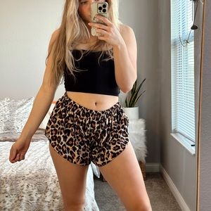 Cheetah print side slit shorts